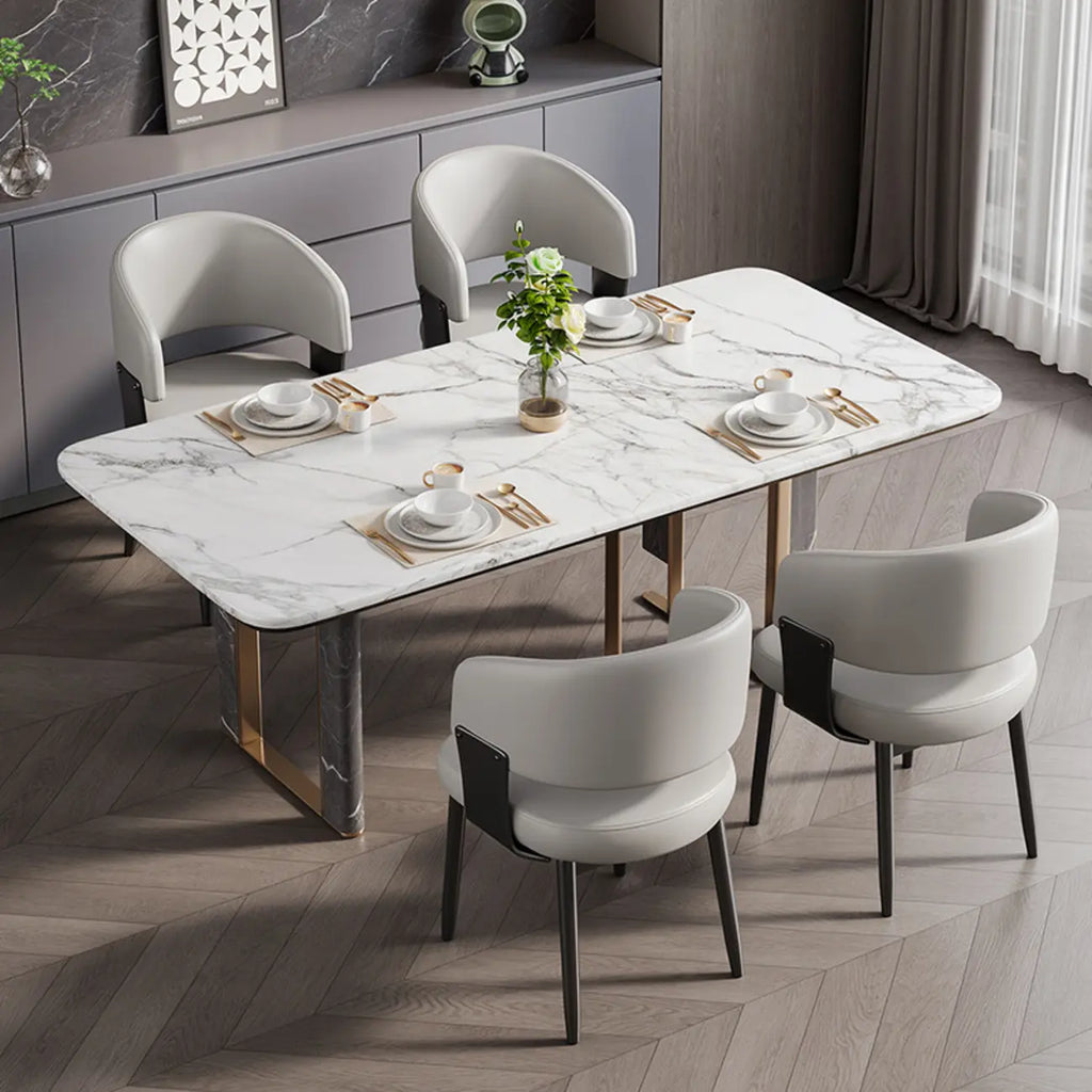 Chaise de salle à manger moderne et glamour en cuir rembourrée