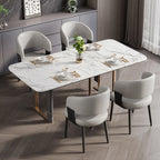 Chaise de salle à manger moderne et glamour en cuir rembourrée