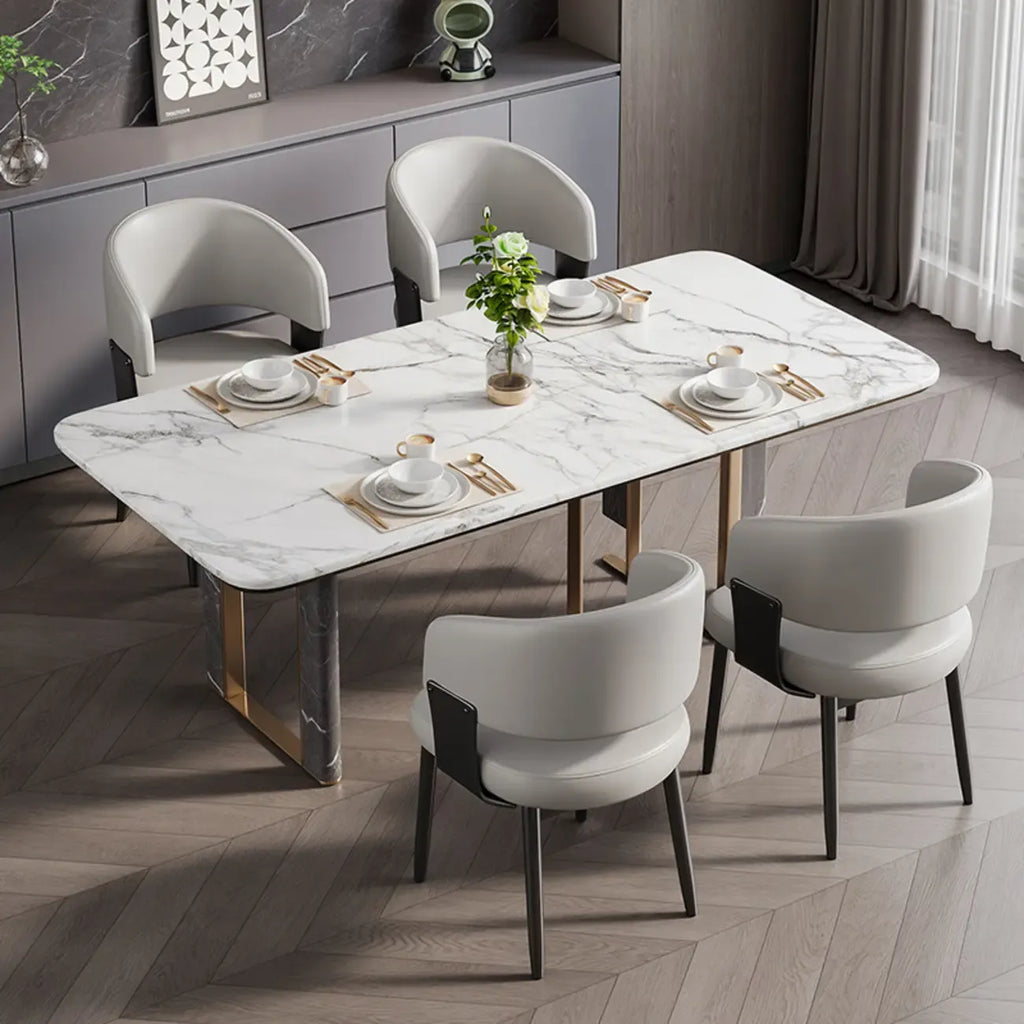 Chaise de salle à manger moderne et glamour en cuir rembourrée