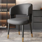 Chaise de salle à manger moderne et glamour en cuir rembourrée