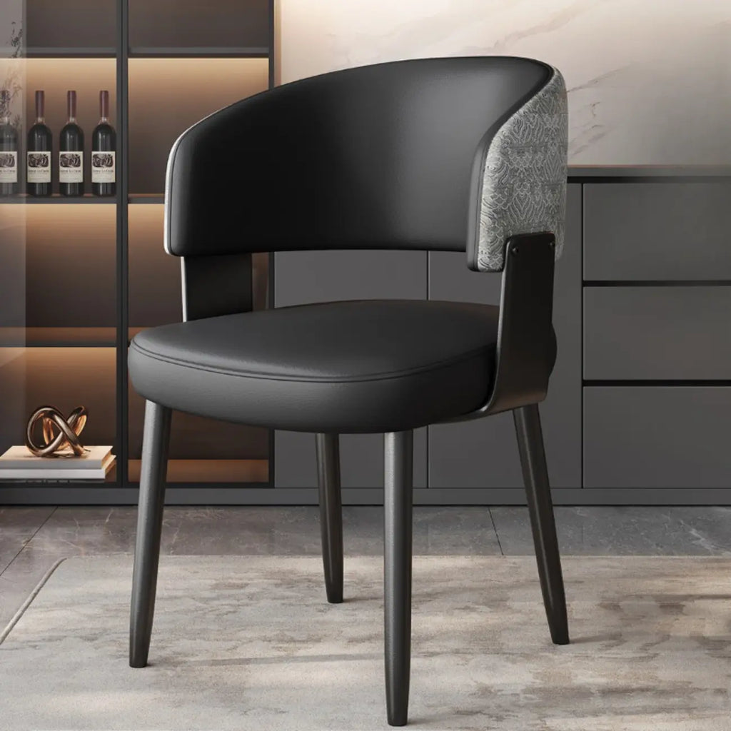 Chaise de salle à manger moderne et glamour en cuir rembourrée