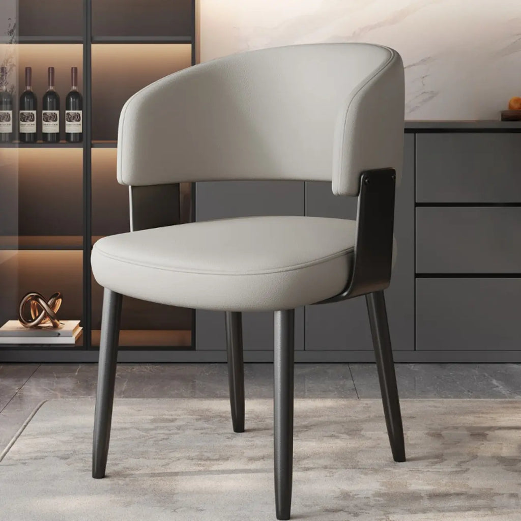 Chaise de salle à manger moderne et glamour en cuir rembourrée