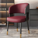 Chaise de salle à manger moderne et glamour en cuir rembourrée