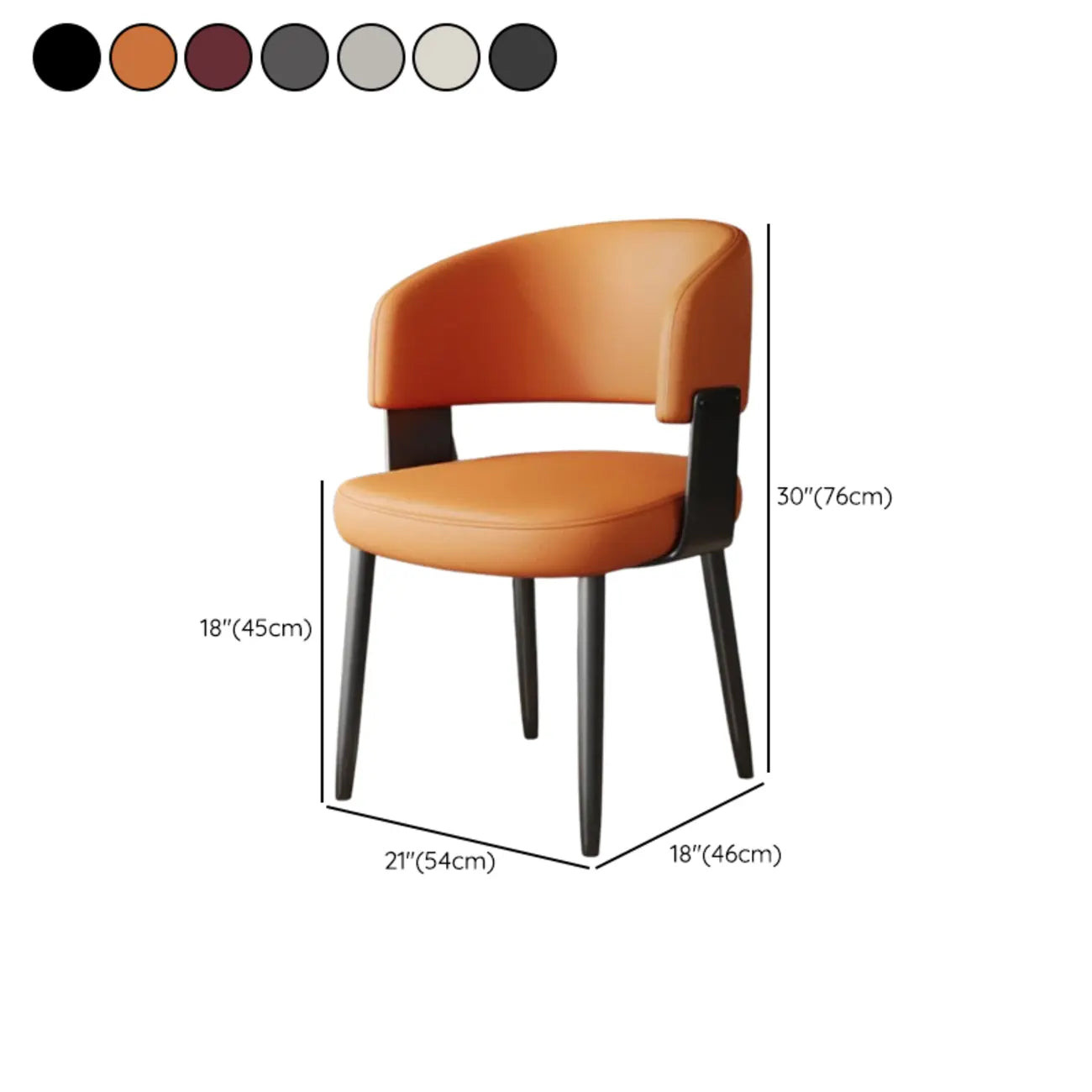 Chaise de salle à manger moderne et glamour en cuir rembourrée