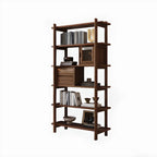 Bibliothèque verticale en bois de noyer noir à dos ouvert