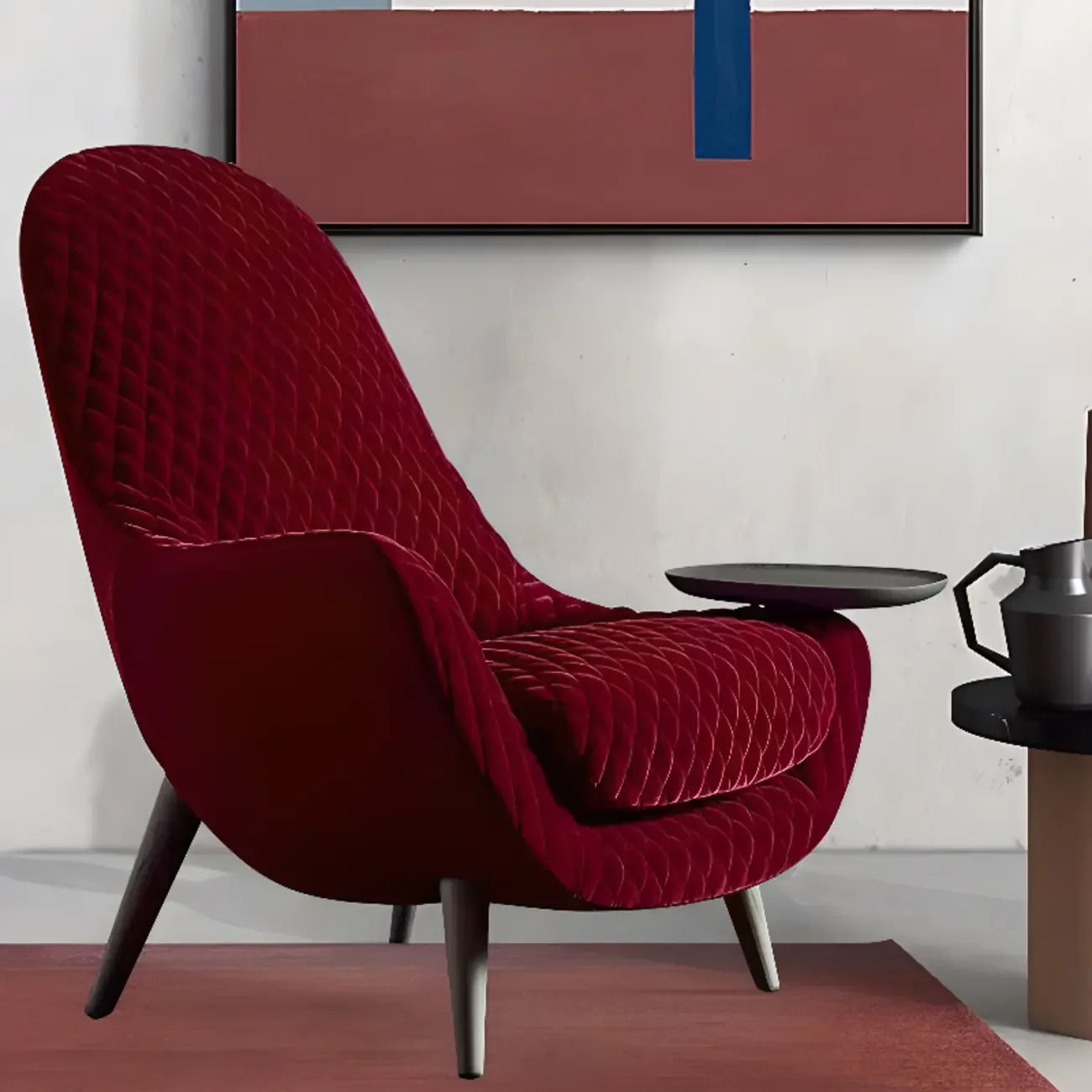 Fauteuil tonneau en flanelle pour salon