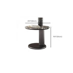 Table d'appoint ronde moderne noire en forme de C avec plateau en pierre