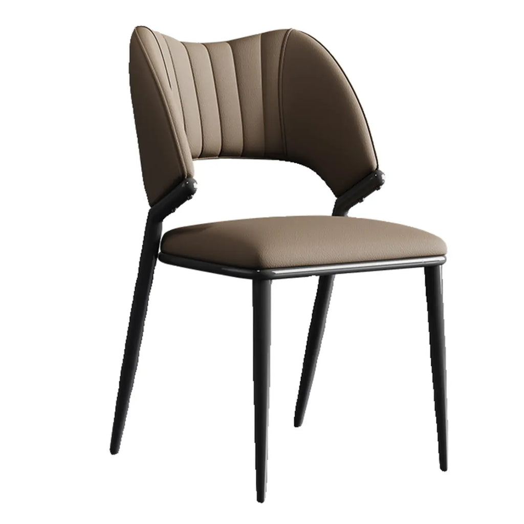 Chaise de salle à manger moderne sans accoudoirs, dossier incurvé, en similicuir.