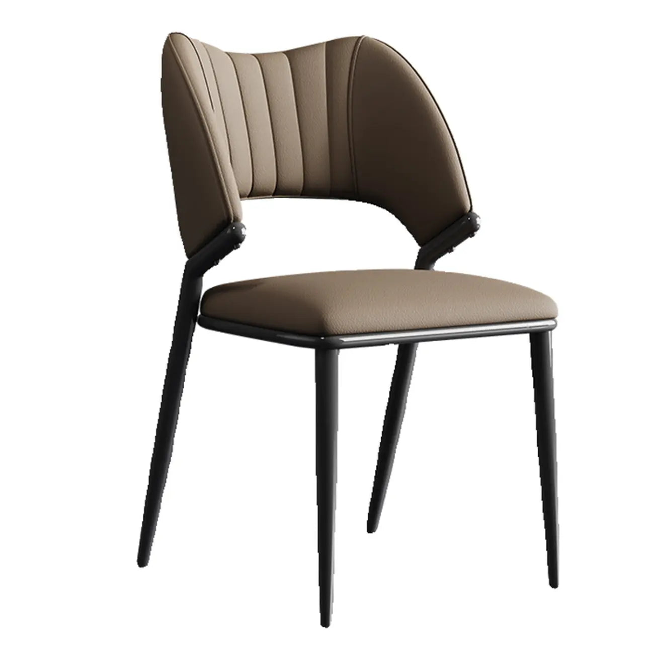 Chaise de salle à manger moderne sans accoudoirs, dossier incurvé, en similicuir.