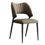 Chaise de salle à manger moderne sans accoudoirs, dossier incurvé, en similicuir.