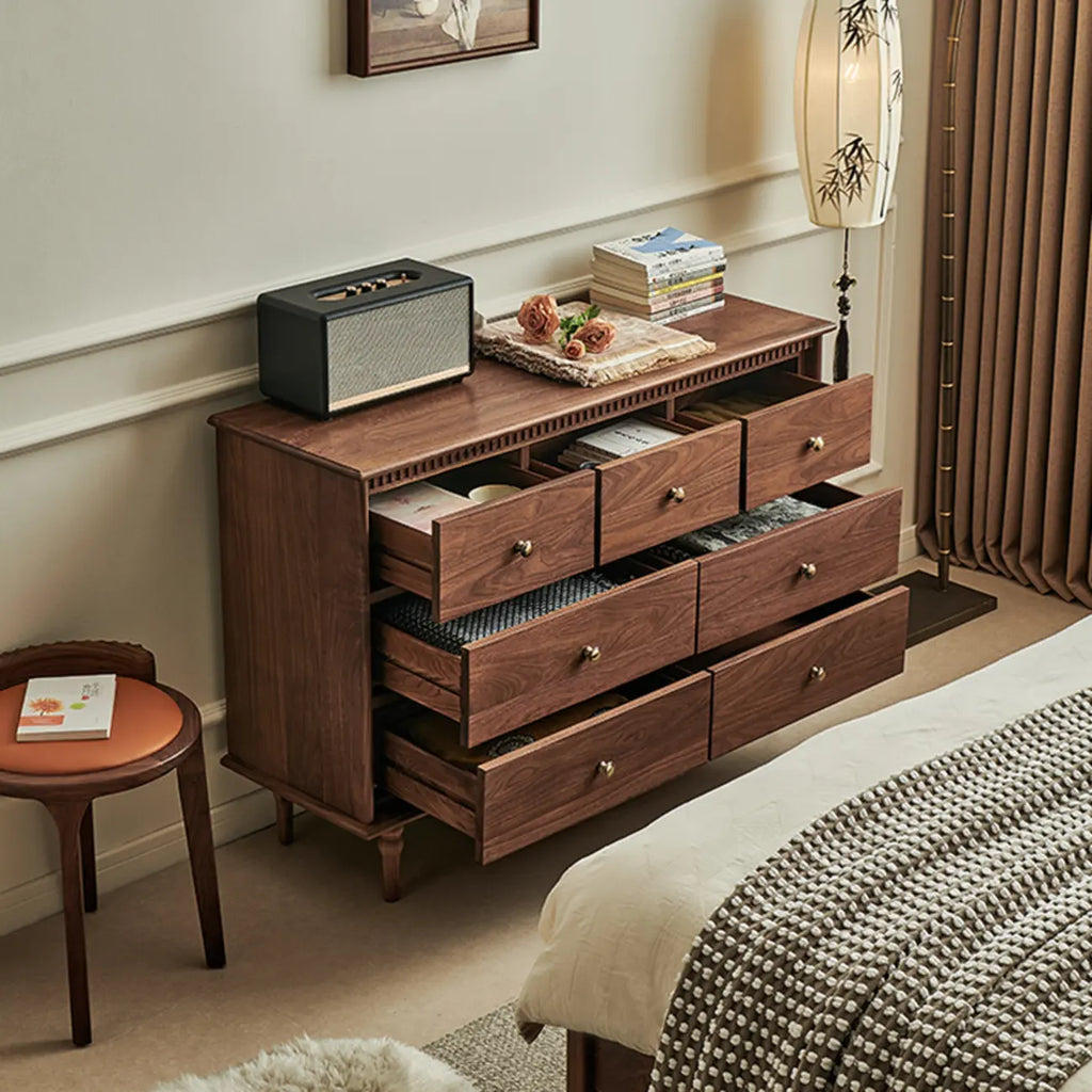 Ensemble commode en bois de noyer de style milieu du siècle avec grand espace de rangement