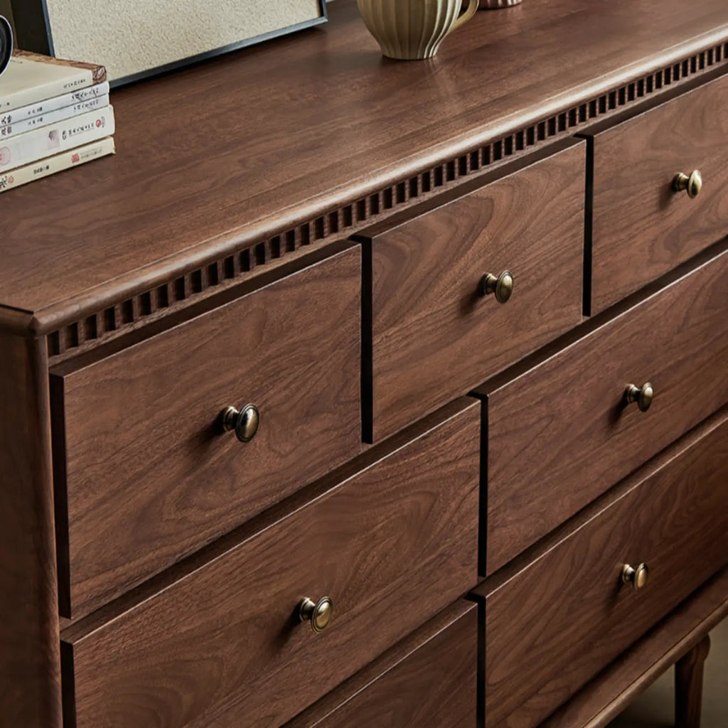 Ensemble commode en bois de noyer de style milieu du siècle avec grand espace de rangement
