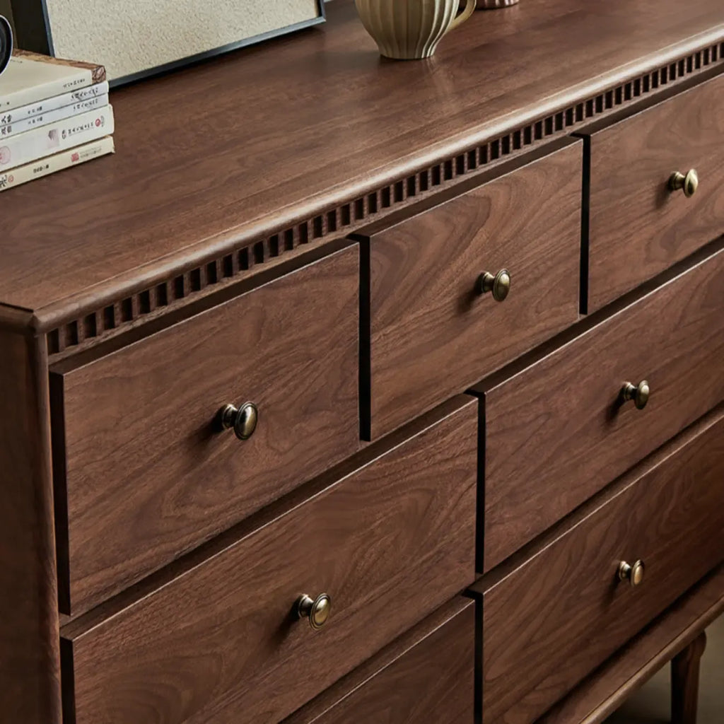 Ensemble commode en bois de noyer de style milieu du siècle avec grand espace de rangement