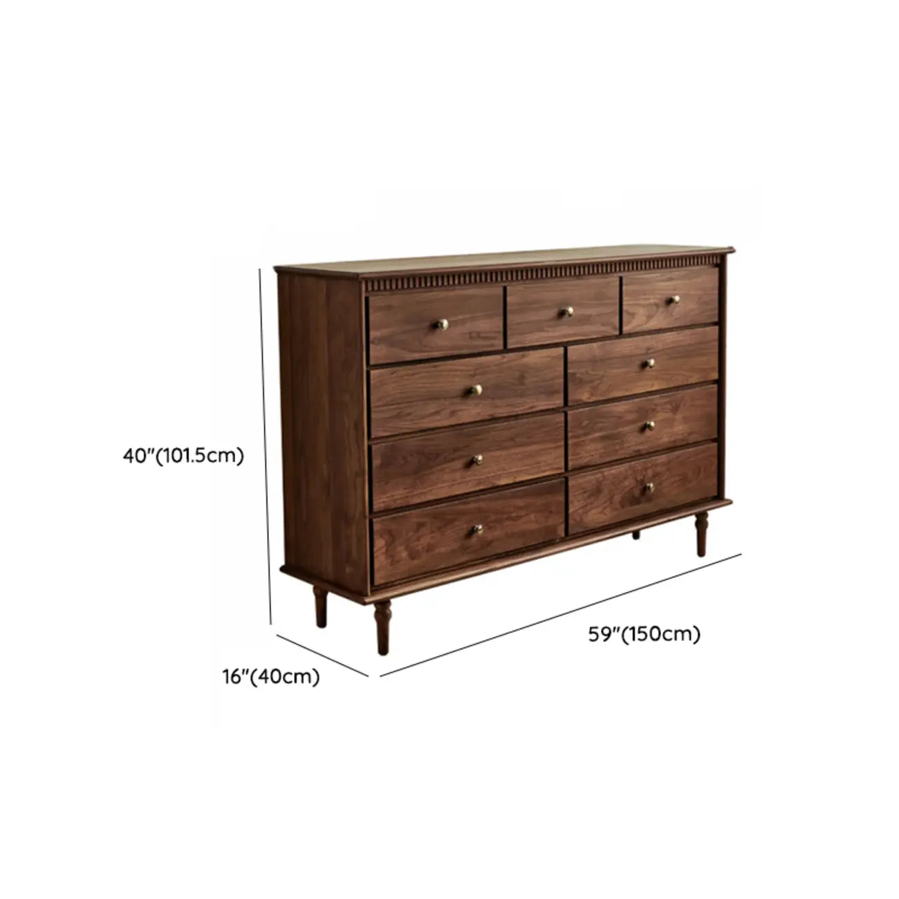 Ensemble commode en bois de noyer de style milieu du siècle avec grand espace de rangement