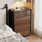 Comò in Legno Ispirato all'Art Déco con Intagli Geometrici