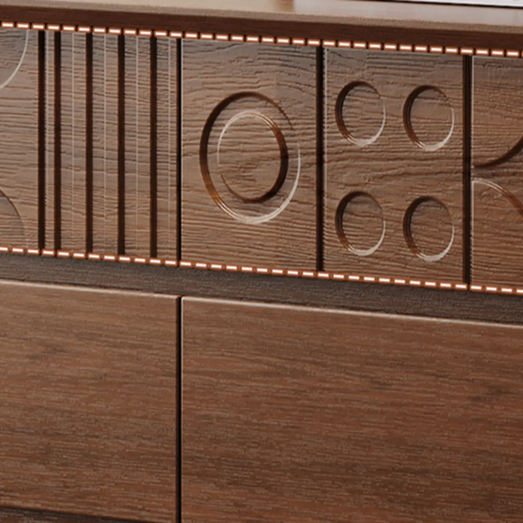Comò in Legno Ispirato all'Art Déco con Intagli Geometrici