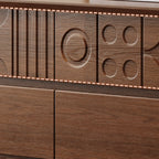 Comò in Legno Ispirato all'Art Déco con Intagli Geometrici