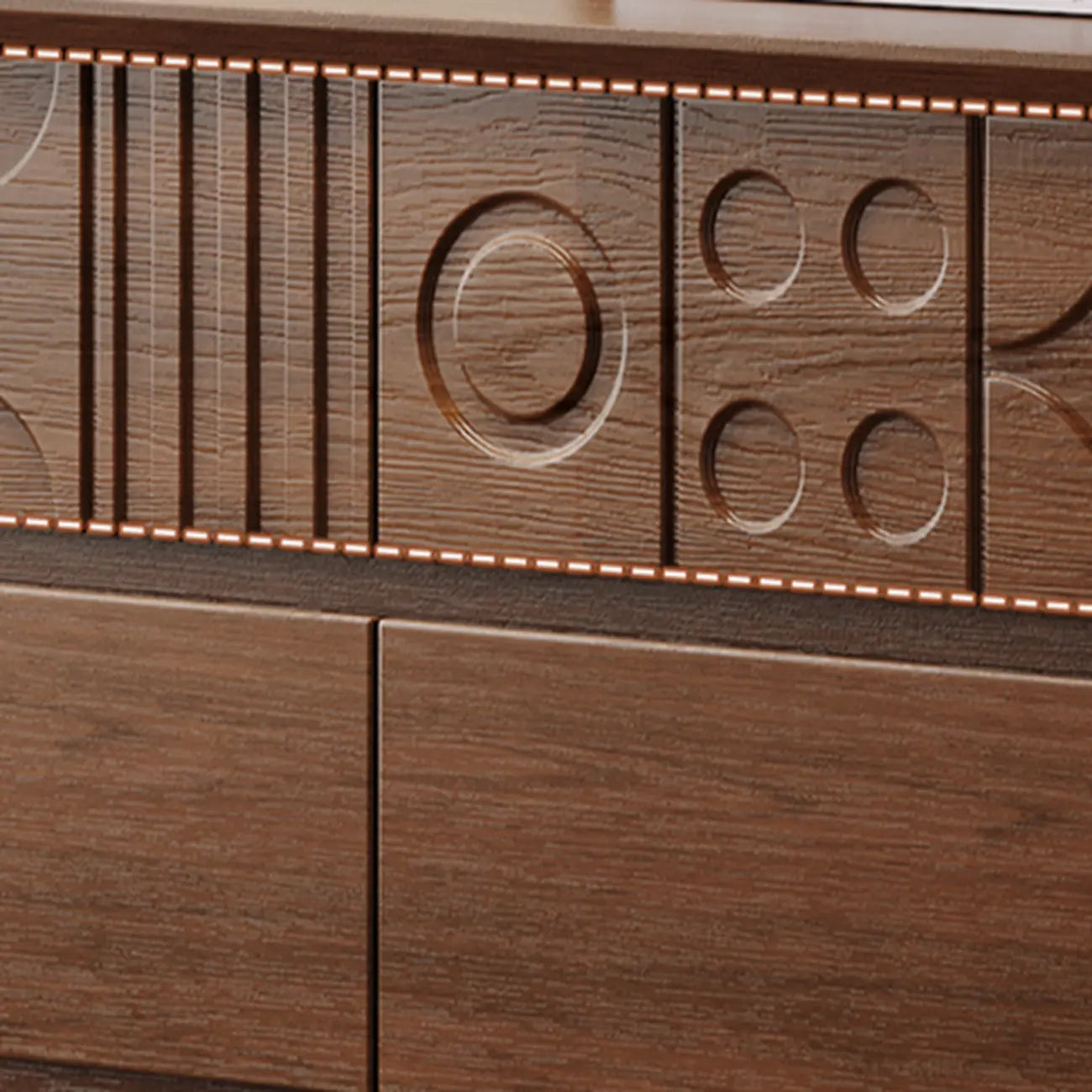 Comò in Legno Ispirato all'Art Déco con Intagli Geometrici