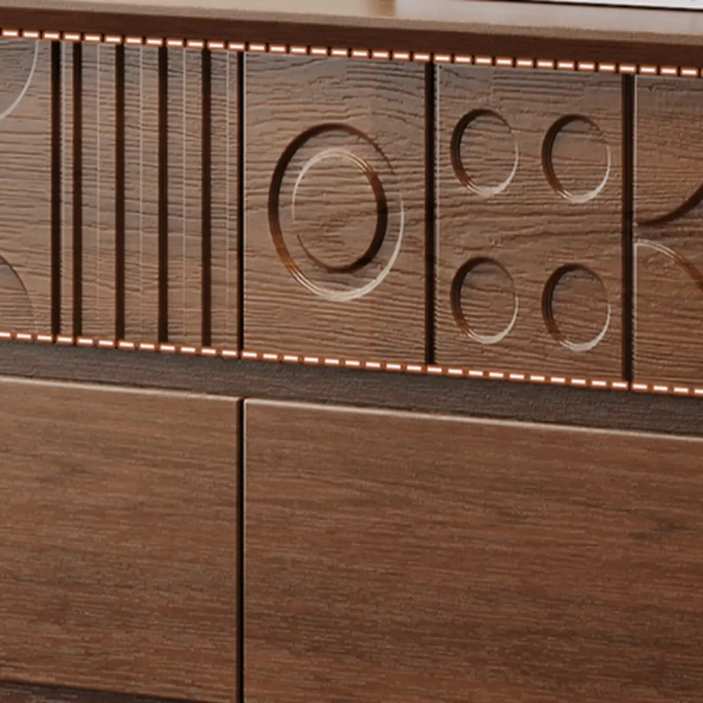 Comò in Legno Ispirato all'Art Déco con Intagli Geometrici