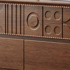 Comò in Legno Ispirato all'Art Déco con Intagli Geometrici