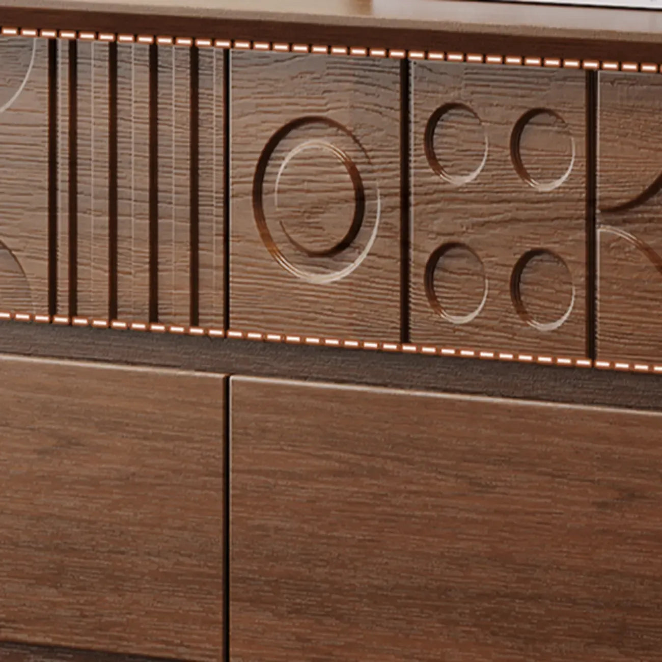 Comò in Legno Ispirato all'Art Déco con Intagli Geometrici