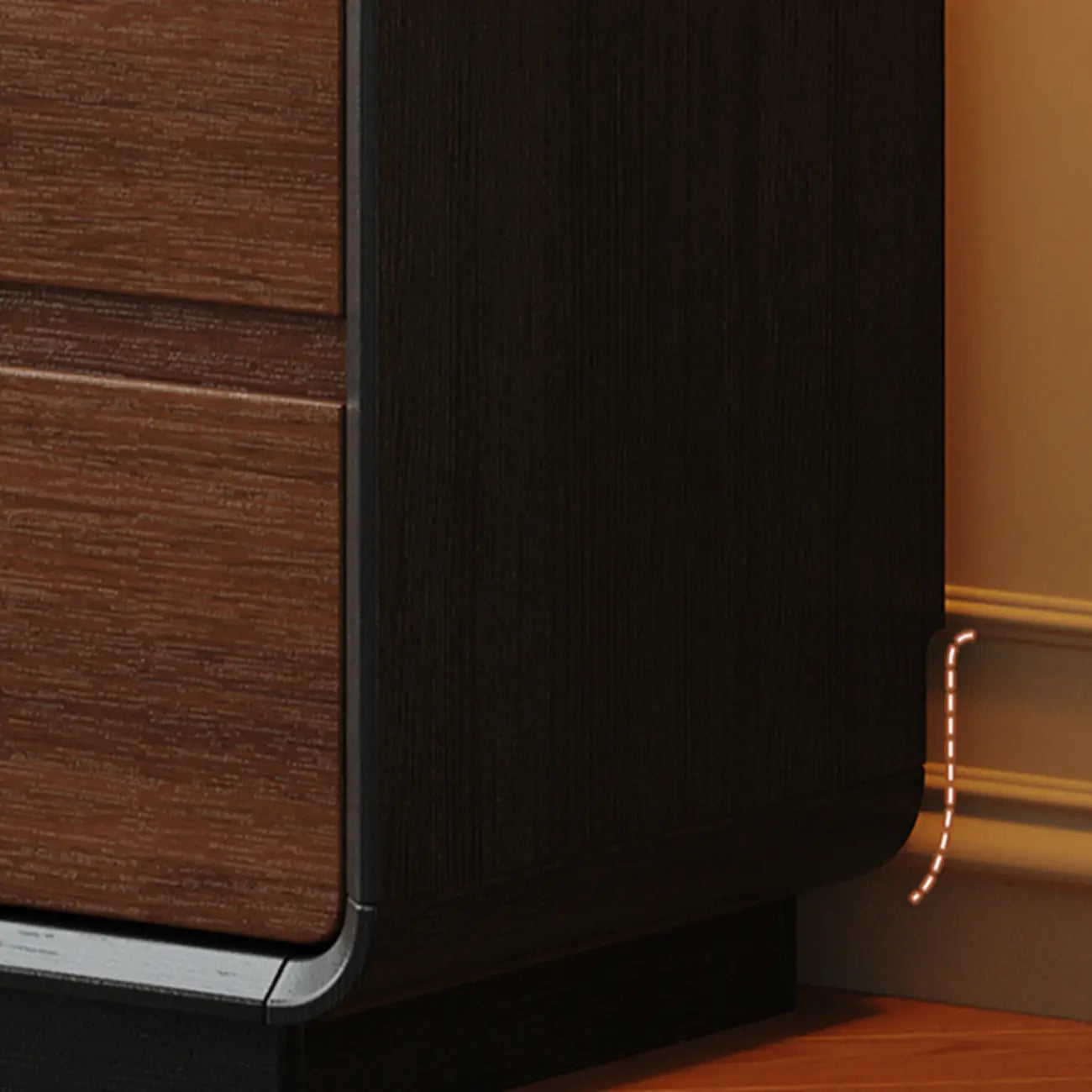 Comò in Legno Ispirato all'Art Déco con Intagli Geometrici