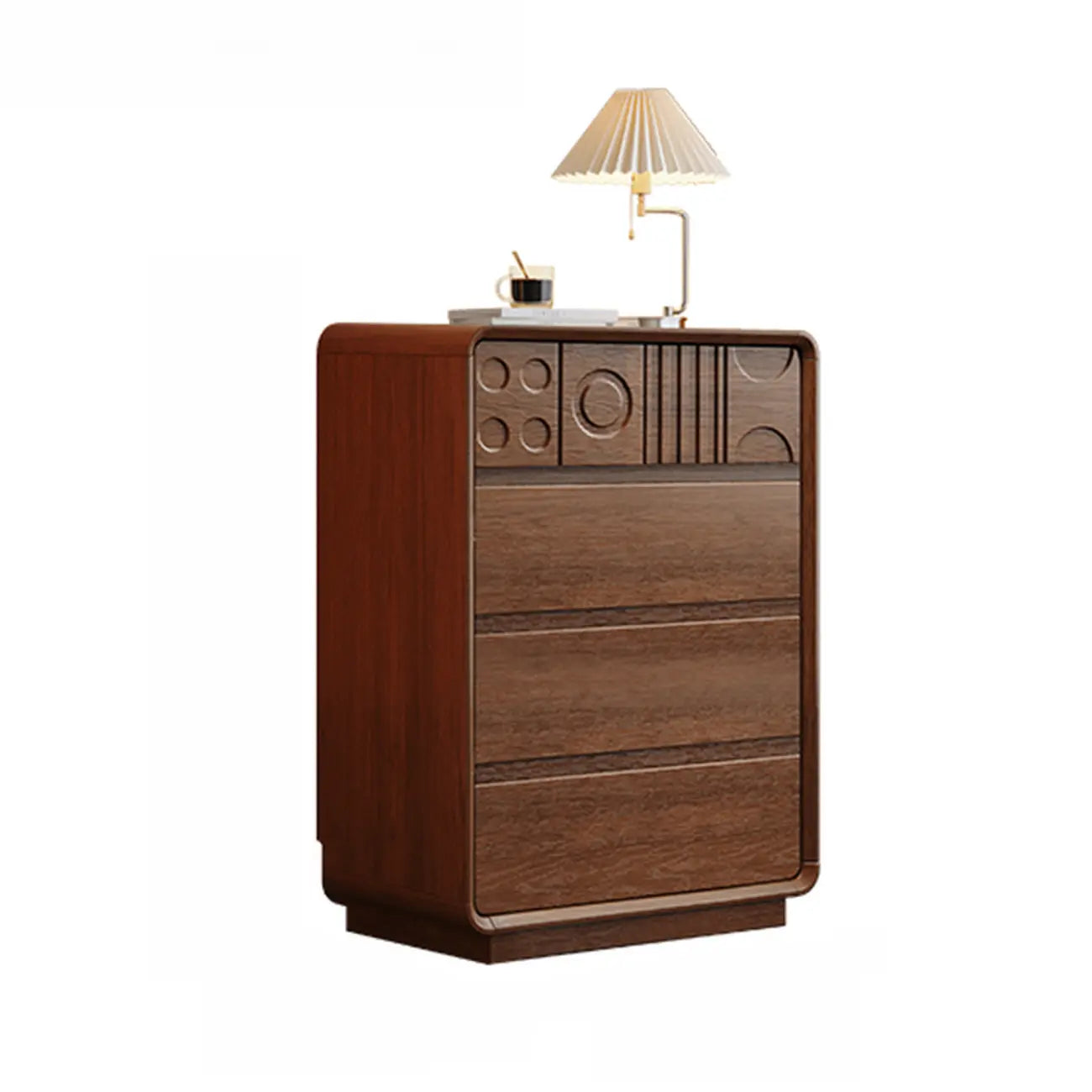 Comò in Legno Ispirato all'Art Déco con Intagli Geometrici