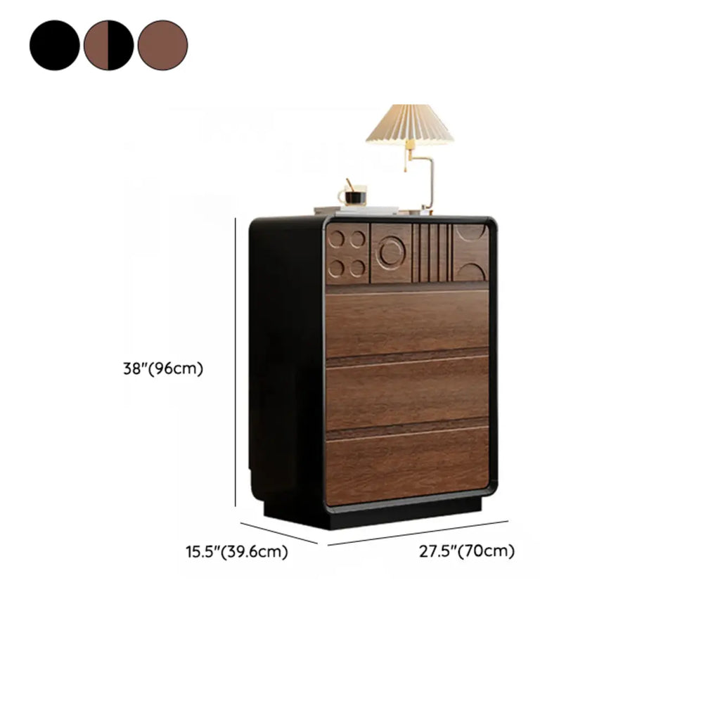Comò in Legno Ispirato all'Art Déco con Intagli Geometrici