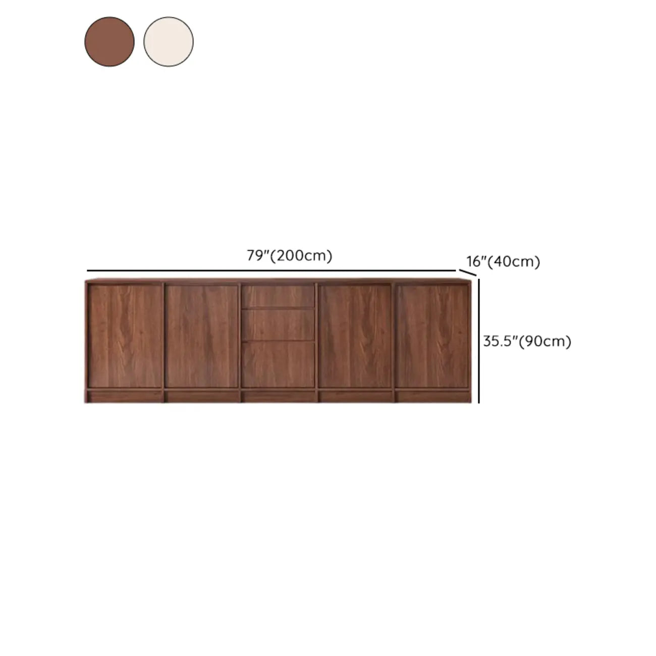 Buffet moderne en bois avec étagère et portes modulables