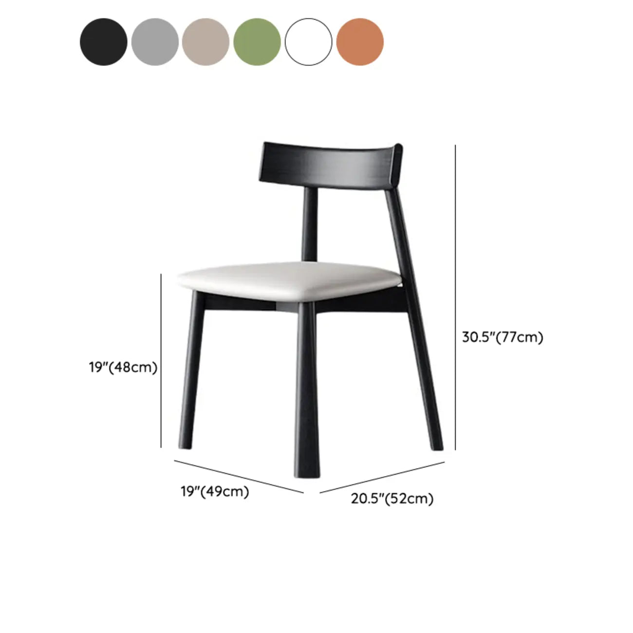 Chaise de salle à manger moderne à dossier bas, revêtue de similicuir