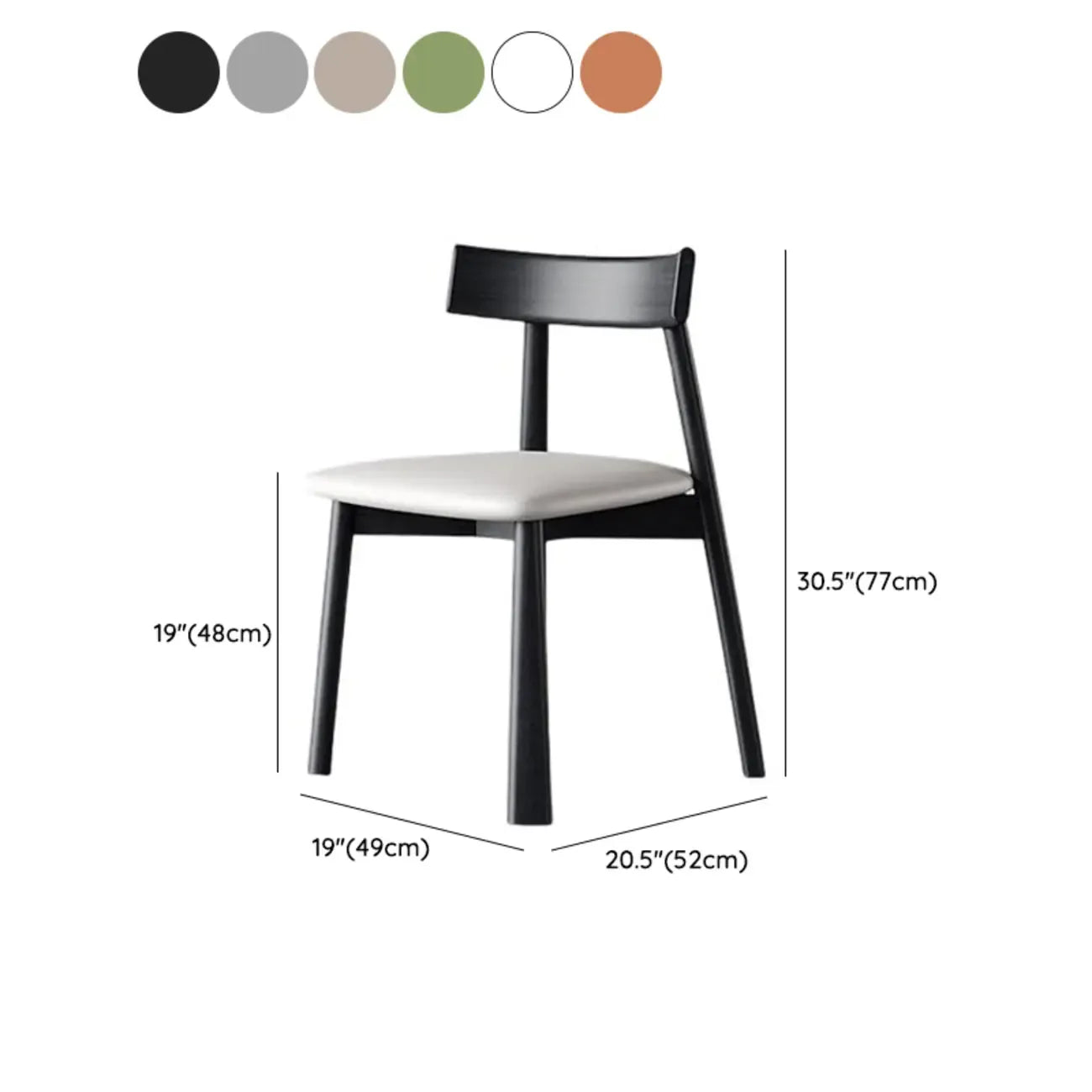 Chaise de salle à manger moderne à dossier bas, revêtue de similicuir