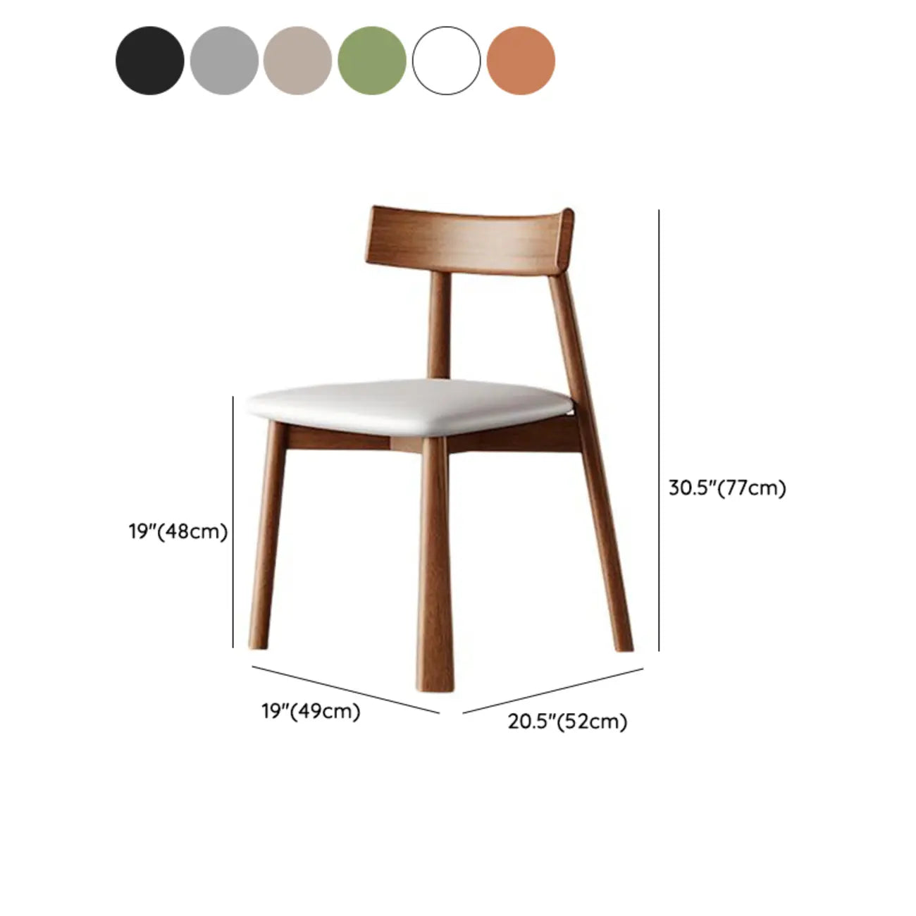 Chaise de salle à manger moderne à dossier bas, revêtue de similicuir