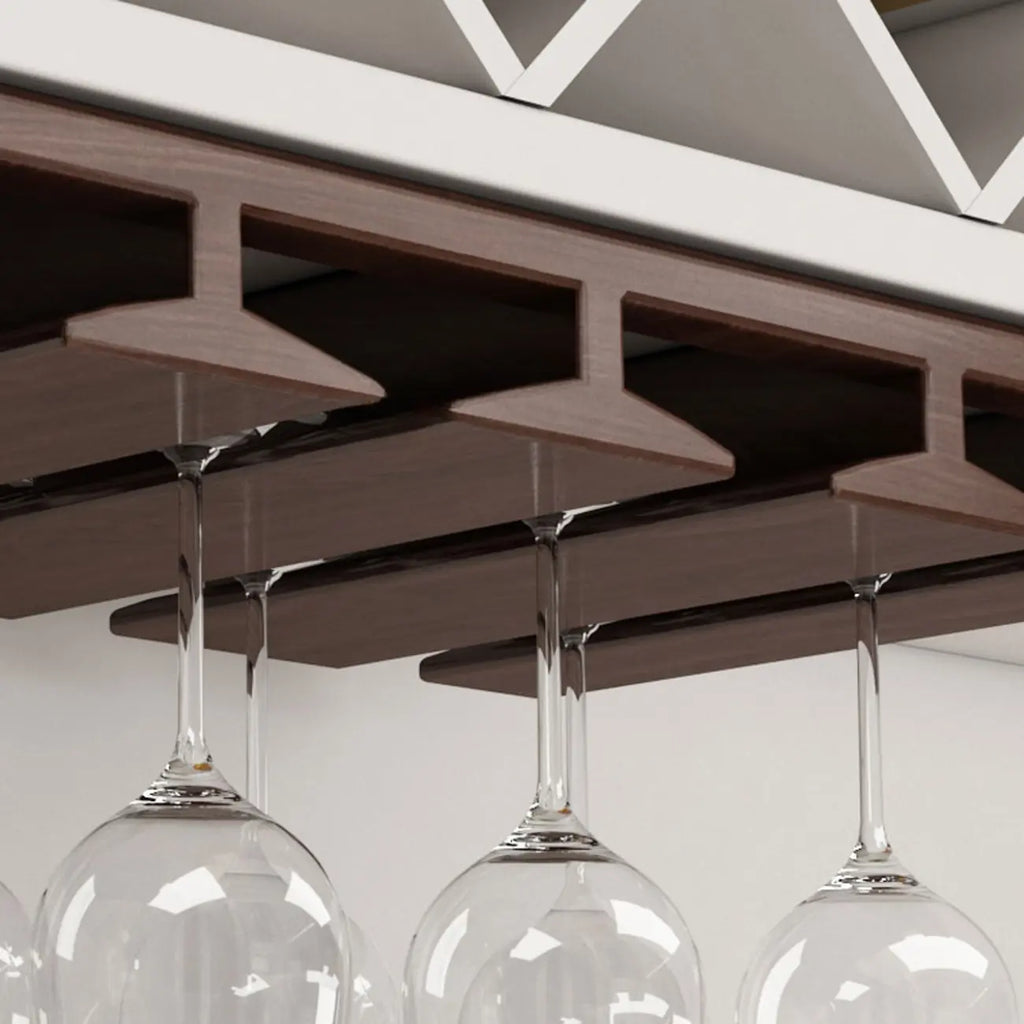 Porte-verres à vin suspendu contemporain en bois de châtaignier