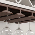 Porte-verres à vin suspendu contemporain en bois de châtaignier