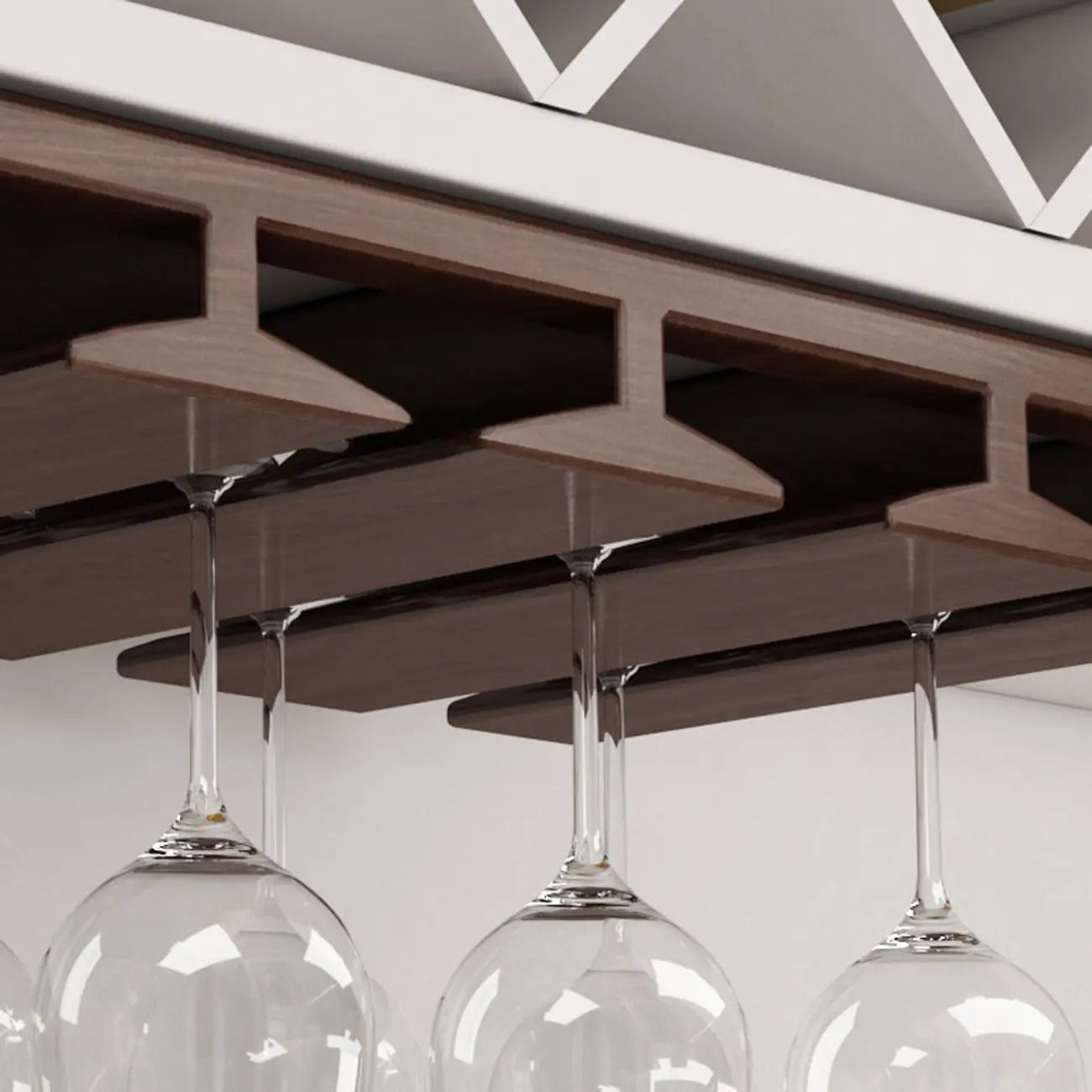 Porte-verres à vin suspendu contemporain en bois de châtaignier