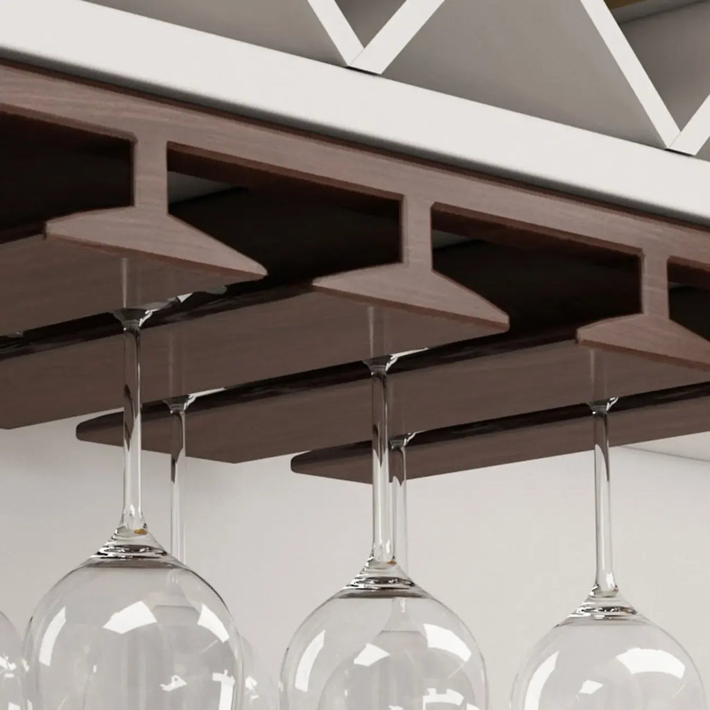 Porte-verres à vin suspendu contemporain en bois de châtaignier