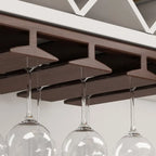 Porte-verres à vin suspendu contemporain en bois de châtaignier