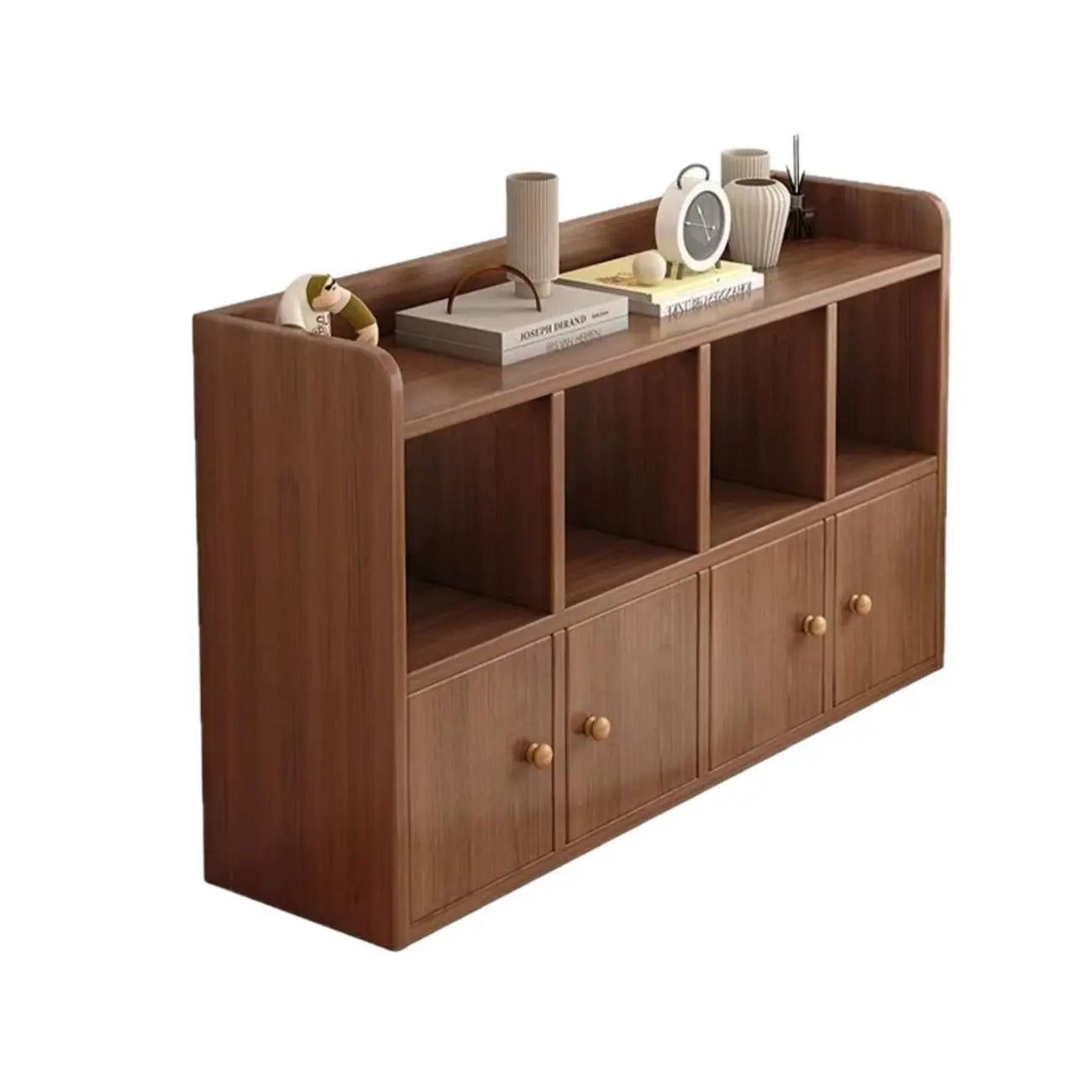 Bibliothèque cubique horizontale moderne en bois brun avec rangement