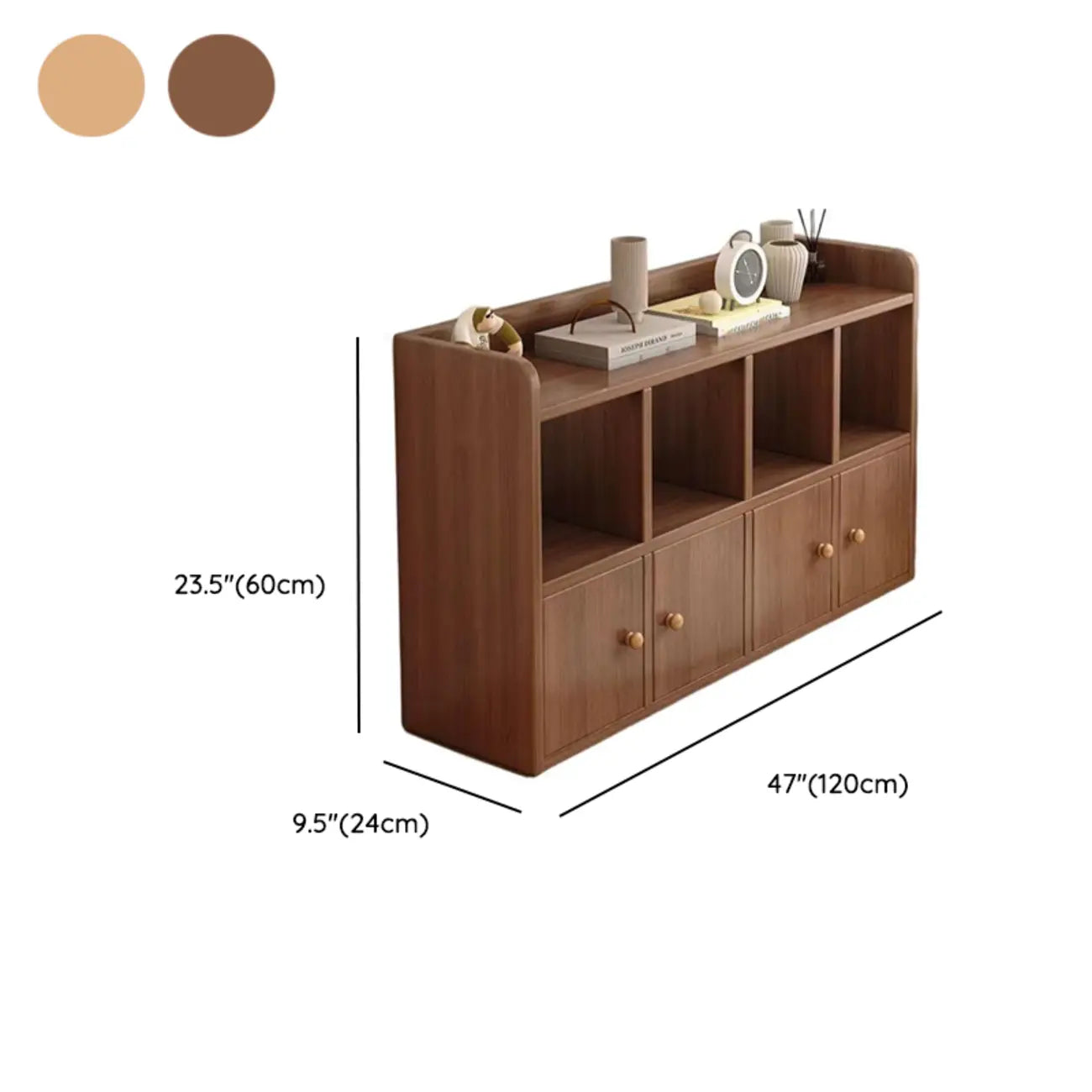 Bibliothèque cubique horizontale moderne en bois brun avec rangement