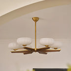 Lustre linéaire moderne en verre doré en forme de fleur