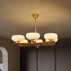 Lustre linéaire moderne en verre doré en forme de fleur