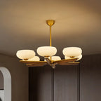 Lustre linéaire moderne en verre doré en forme de fleur