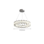 Lustre moderne en perles de verre circulaires dorées et cristal