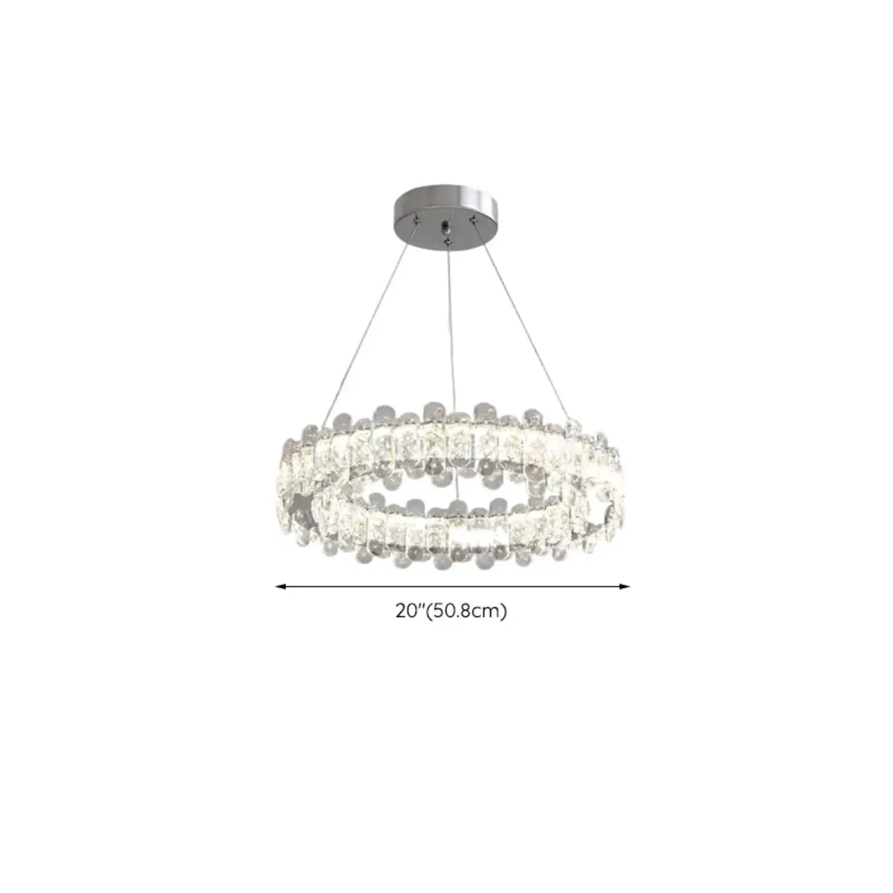 Lustre moderne en perles de verre circulaires dorées et cristal