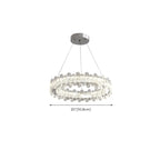 Lustre moderne en perles de verre circulaires dorées et cristal