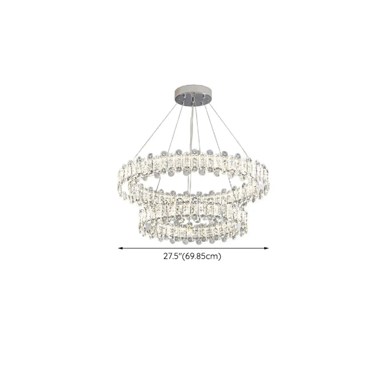 Lustre moderne en perles de verre circulaires dorées et cristal