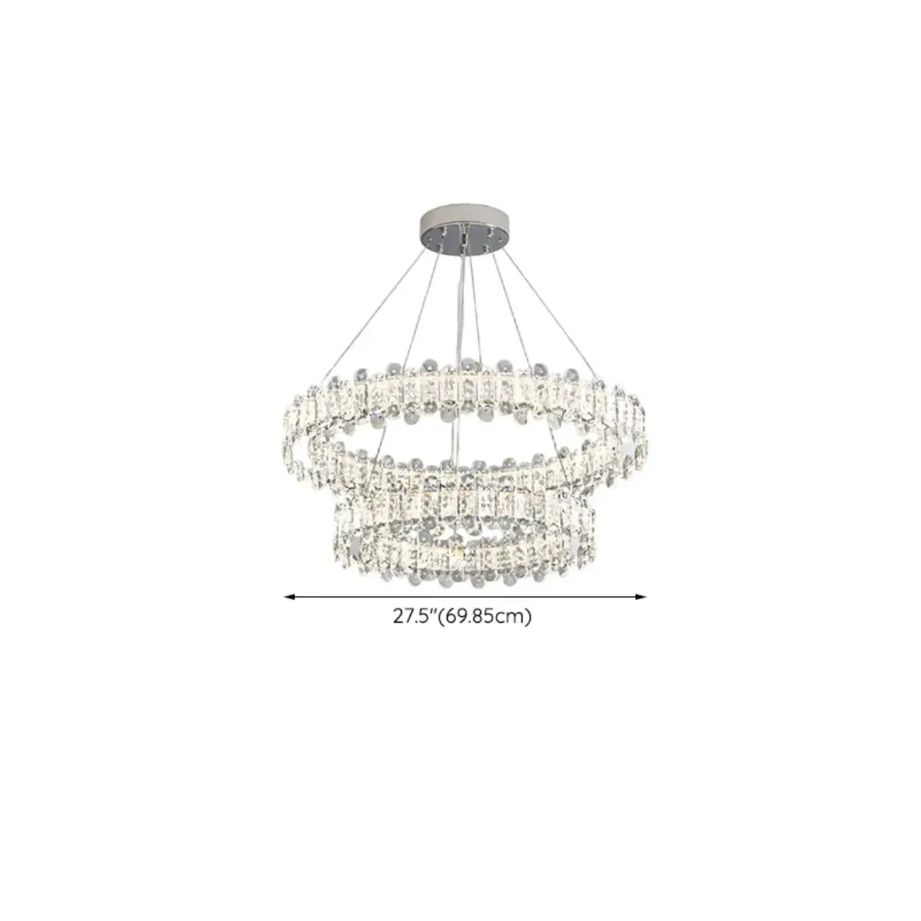 Lustre moderne en perles de verre circulaires dorées et cristal
