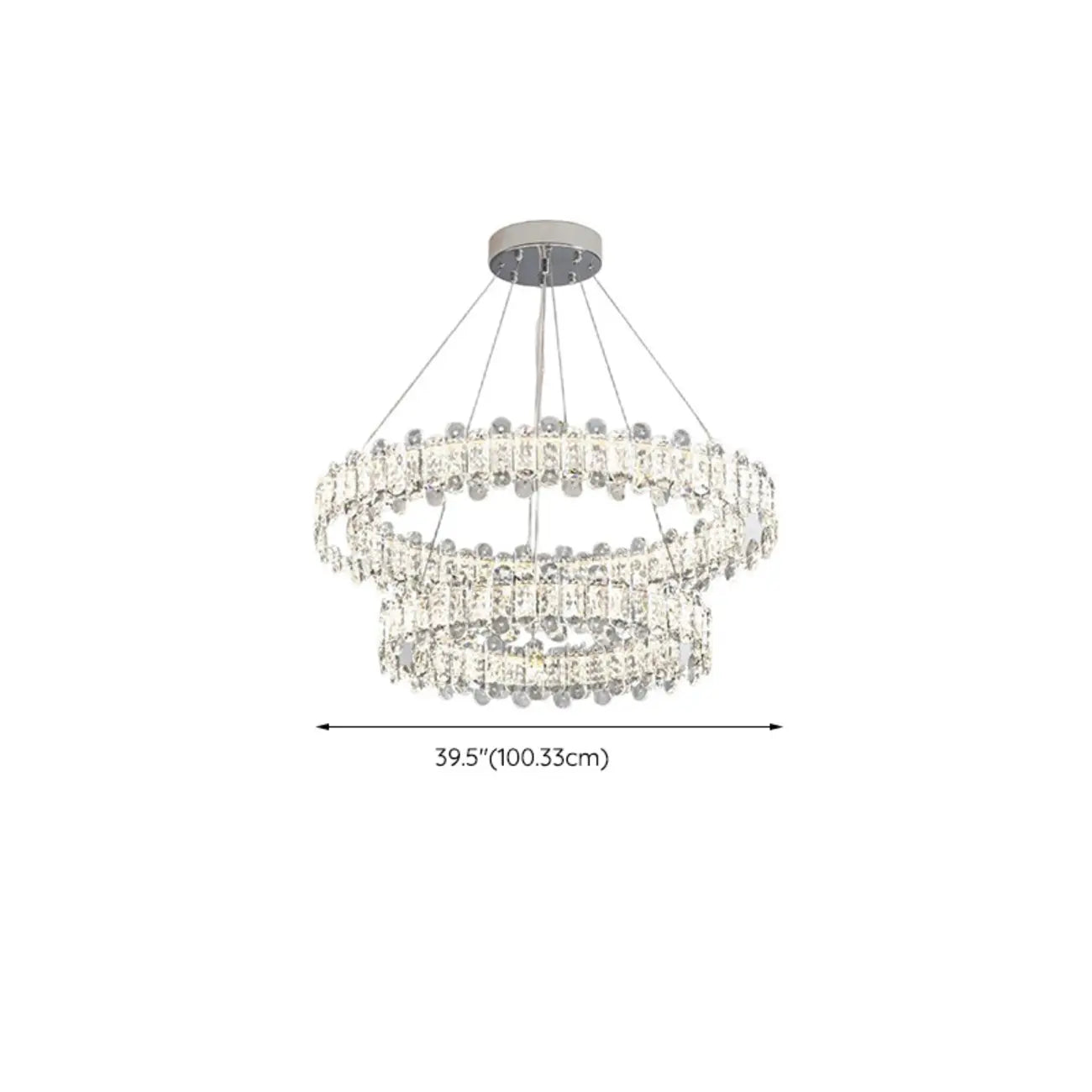 Lustre moderne en perles de verre circulaires dorées et cristal