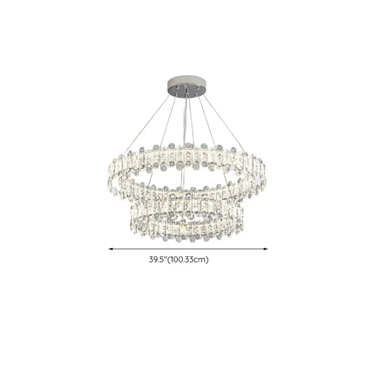 Lustre moderne en perles de verre circulaires dorées et cristal