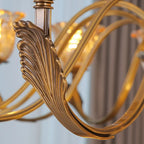 Lustre élégant en cristal et verre doré à motif floral